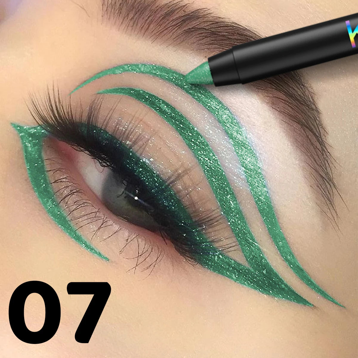 1pc Colourful Eyeliner Pen,High Pigmented Pearly Glitter&Shimmer Metallic Eyeliner Stick, Long Lasting Waterproof White Black