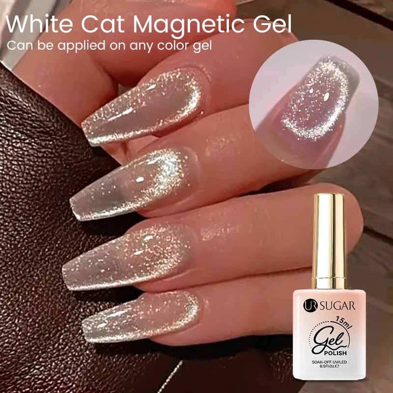 UR SUGAR 15ml Jelly Pink Cat Magnetic Gel Nail Polish Glitter ICE Soak Off Ceramic UV Gel Semi-permanent Nail Supplies Manicure