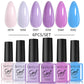 LILYCUE 6Pcs/Set Red Nude Glitter Gel Nail Polish Gorgeous Full Coverage Soak Off UV Gel Nail Art Base Top Coat Gel Polish Kits
