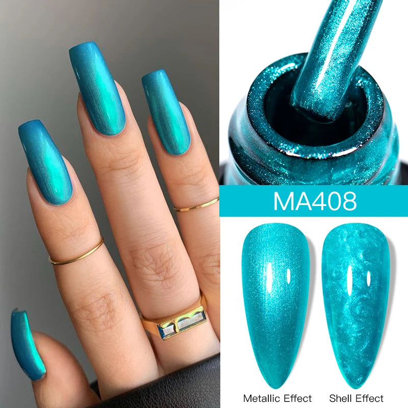 MEET ACROSS 7ml Shimmer Metallic Nail Gel Polish Glitter Mirror Effect Nail Supplies Vernis Gel for Nails UV/LED DIY Manicure