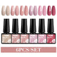 Mtssii 6PCS/Set Sparkly Nude Pink Gel Nail Polish Glitter Semi Permanent Nail Art LED UV Soak Off Gel Varnish Nail Supplies