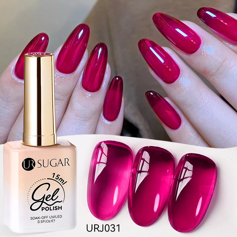 UR SUGAR 15ml Jelly Nude Gel Nail Polish Light Pink Translucent Color Soak Off UV LED Gel Varnish Nail Art DIY Fashion Manicure