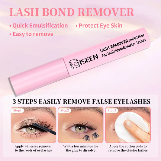 ISEEN Lash Bond and Seal 10ml for Lash Clusters Super Hold Long-Lasting Non-Irritating Eyelash Glue for DIY at Home