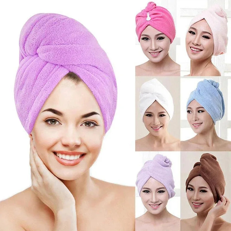 Hair Towel Wrap Fast Dry Hair Towel Super Absorbent Microfiber Coral Velvet Hair Drying Towel Quick Dry Hair Turban