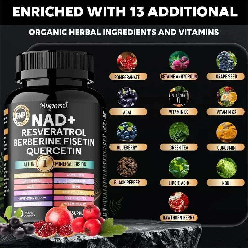 NAD Resveratrol Berberine - Cellular Health, Supports Endurance, Healthy Aging, Cardiovascular Function