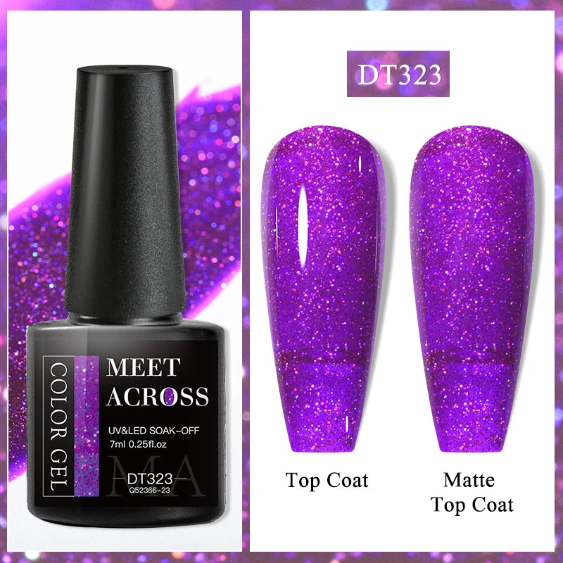 MEET ACROSS 7ml Black White Red Gel Nail Polish Glitter Semi Permanent Nail Supplies Gel Vernis for All-Season Nails Design
