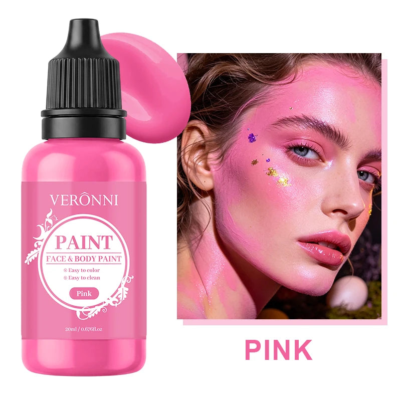 20ml Water Based Face Body Paint Single Bottle Safe Non-toxic For Halloween Party Cosplay Makeup Easy To Wash Off For Kids Adult