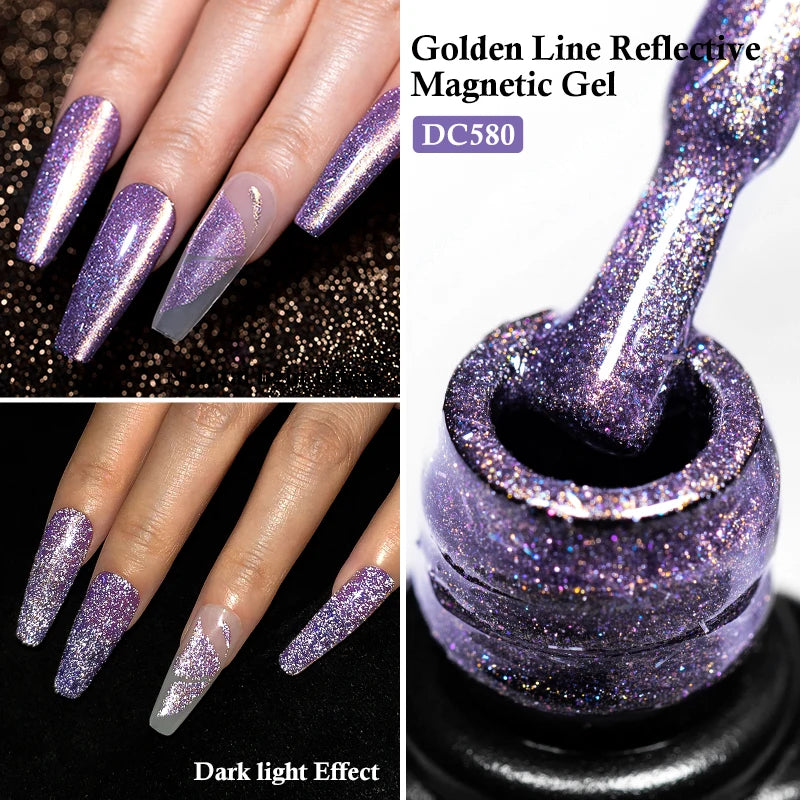 7ml Sparkling Glass Bead Cat Magnetic Gel Nail Polish Flash Black Spar Red Color Semi Permanent Soak Off UV Summer Gel Varnish