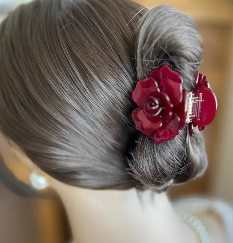 New French Three-dimensional Camellia Hair Claw Acetate Elegant Flower Crab Hair Clips Hair Accessories Headdress for Women Girl
