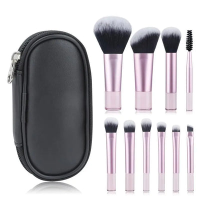 10pcs Mini Makeup Brush Set Powder Eyeshadow Foundation Blush Blender Concealer Beauty Makeup Tools Brush Professional Supplies
