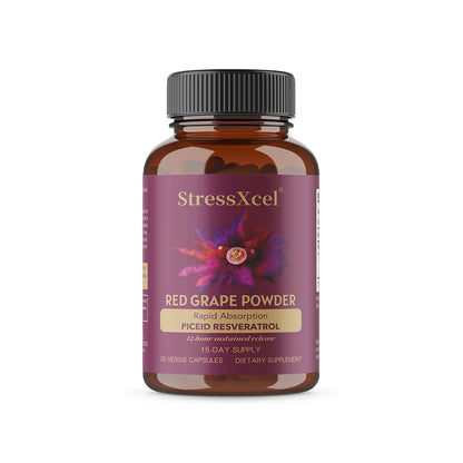 Red Grape Powder Capsules, 12-Hour Slow-Release Resveratrol for Fast Absorption, 120 Vegetarian Capsules