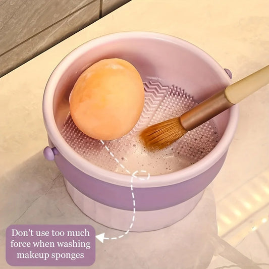 3-In-1 Silicone Makeup Brush Cleaner Mat & Drying Rack - Cosmetic Brush Cleaning & Air Dry Tool, Beauty Tool Organizer Kit