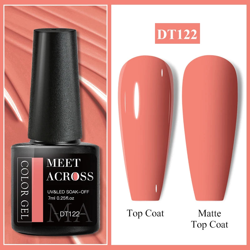 MEET ACROSS 7ml Black White Red Gel Nail Polish Glitter Semi Permanent Nail Supplies Gel Vernis for All-Season Nails Design
