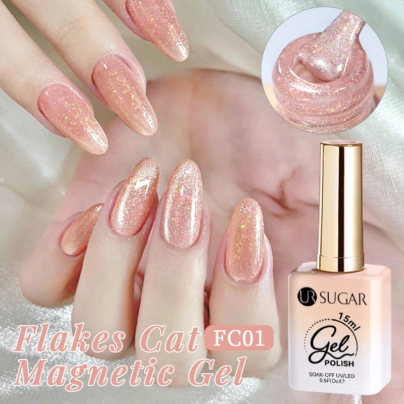 UR SUGAR 15ml Jelly Pink Cat Magnetic Gel Nail Polish Glitter ICE Soak Off Ceramic UV Gel Semi-permanent Nail Supplies Manicure