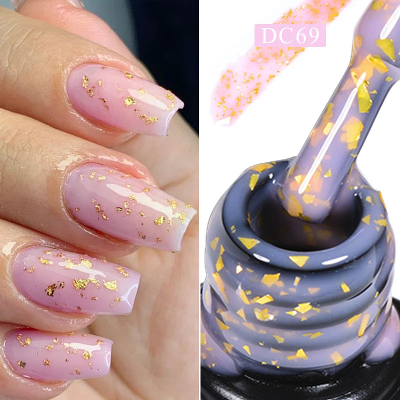 Mtssii 7ml Glitter Rubber Base Gel Polish Gold Sequins Pink White Base Gel Top Coat Soak Off UV LED Nail Art Varnish Manicure