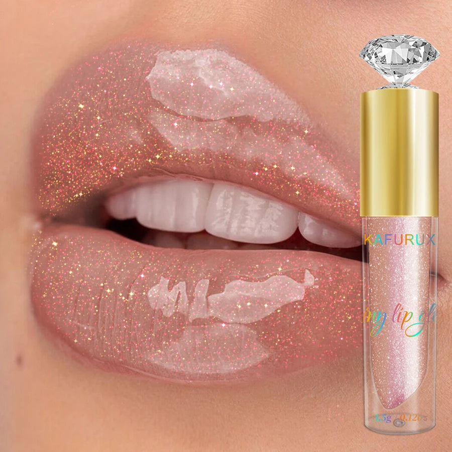 9 colors diamond shimmer glitter lip gloss moisturizing liquid lipstick pearl color lip glaze sexy red pink lip makeup gifts