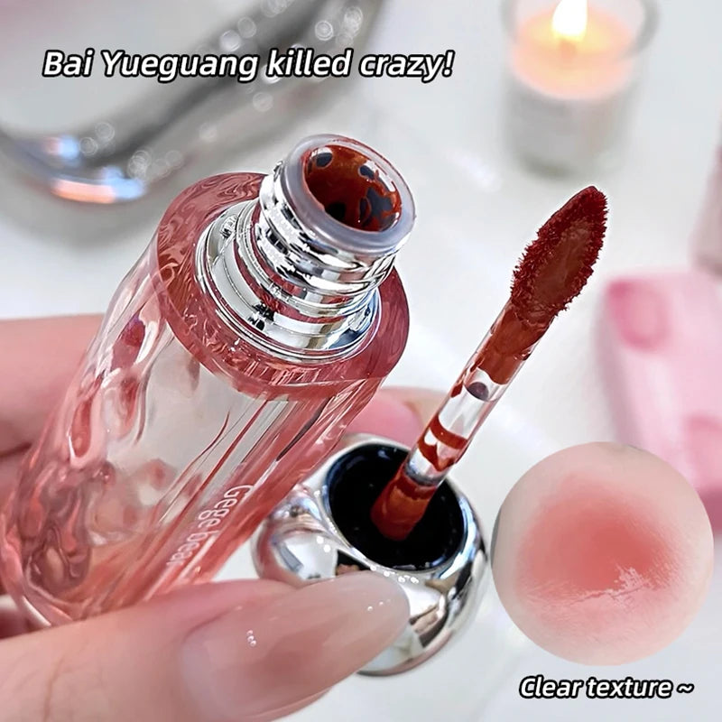 Crystal Translucent Lip Glaze – Moisturizing, Long-Lasting, Natural Red Lip Color, Easy-to-Wear Lip Gloss