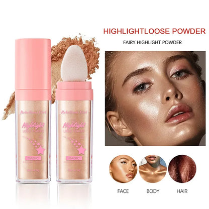 3Color Polvo De Hadas Fairy Dust Highlight Patting Shining Powder Full Body Silhouette and Collarbone Suitable for Face and Eyes