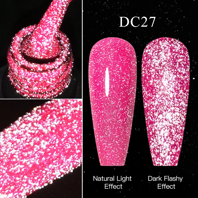Mtssii 7ml Reflective Glitter Thermal Gel Nail Polish Color Changing Gel Semi-permanent Nail Art Varnishes Soak Off UV LED Gel