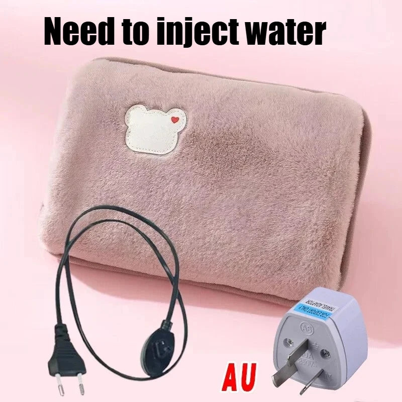 Soft Plush Electric Hot Water Bottle Charging with EU/US/AU Plug for Winter Warmth and Pain Relief Winter Women's Gifts