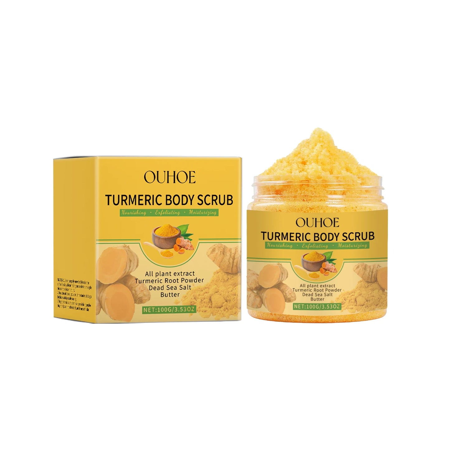 Turmeric Body Scrub Gentle Exfoliating Remove Dead Skin Pore Cleansing Hydrating Natural Brightening Skin Smoothing Skin Care
