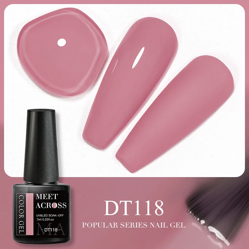 MEET ACROSS 7ml 140 Colors Glitter Gel Nail Polish Fluorescent Laser Semi Permanent Soak Off Nail Art UV Gel Varnish Manicure