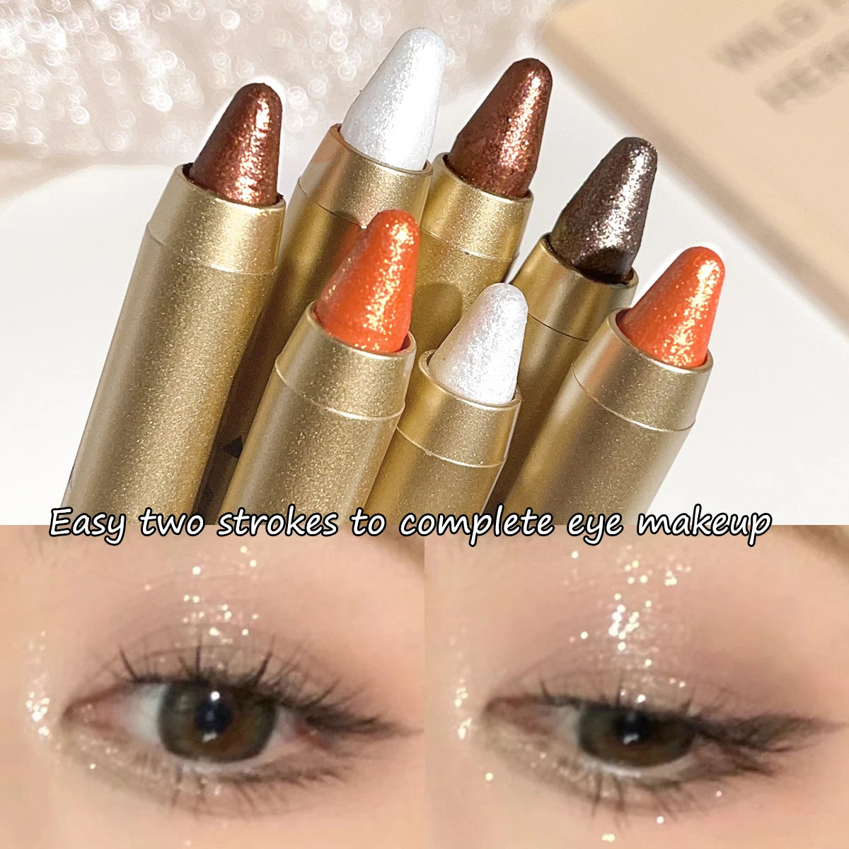 The dual-ended eyeshadow pencil highlighter illuminates the eyeshadow stick without smudging for a natural contour