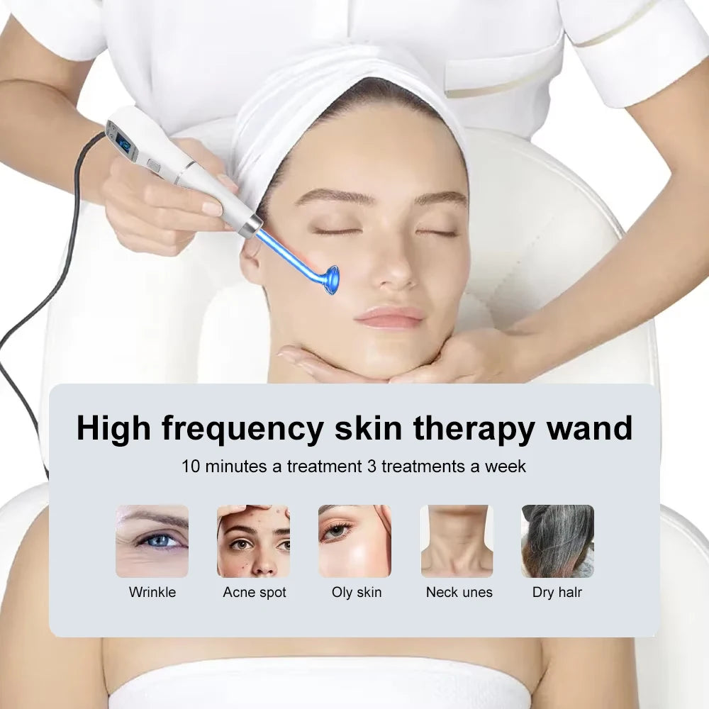 High Frequency Electrode Wand Glass Tube Electrotherapy Acne Spot Remover Skin Care Home Spa Beauty Facial Therapy Wand