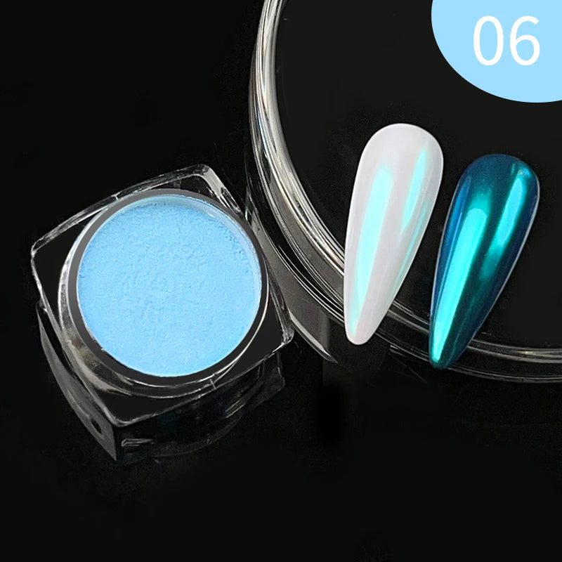 NICOLE DIARY 5g Aurora Pearl White Pink Nail Powder Pigments Metallic Rubbing Dust Moonlight Effect Nail Arts Decoration