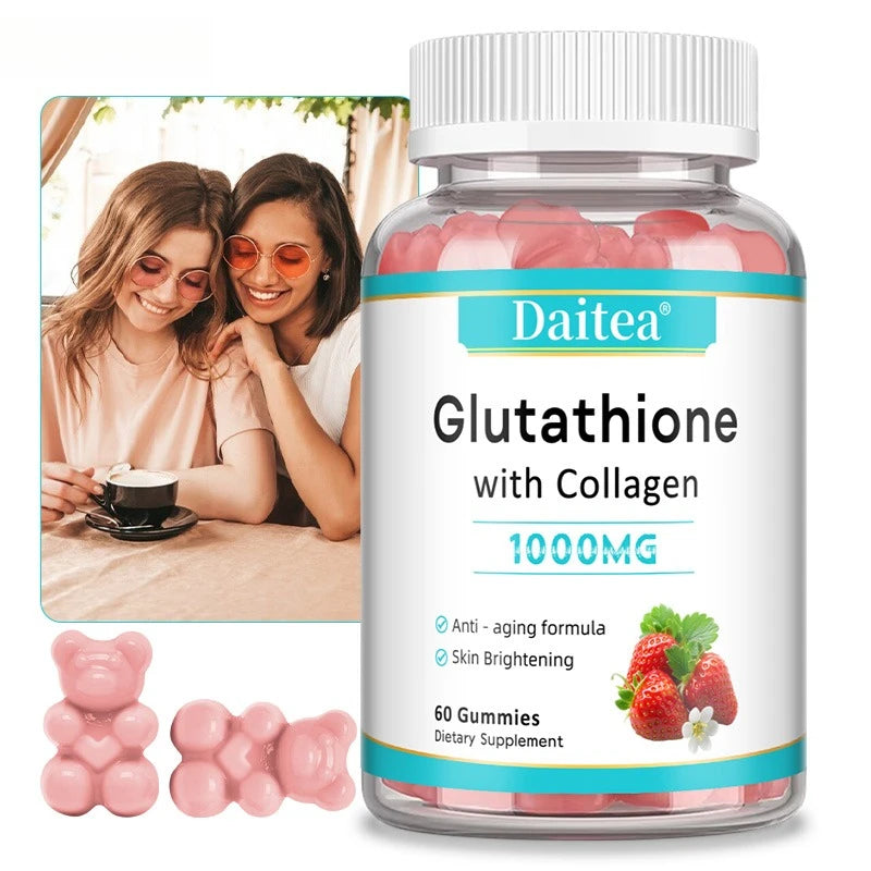 Glutathione Collagen Gummies, Collagen Gummies with Vitamin C, Glutathione Supplement for Women, Skin Brightening & Anti-Aging