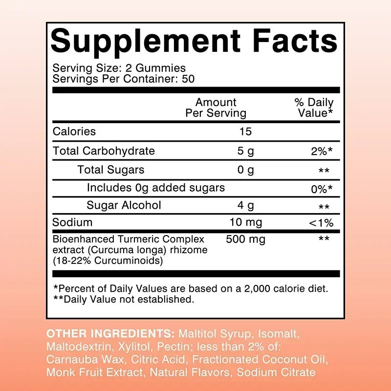 Turmeric Gummies - Supports Joint, Digestive, and Cardiovascular Health - Gluten Free, Non GMO