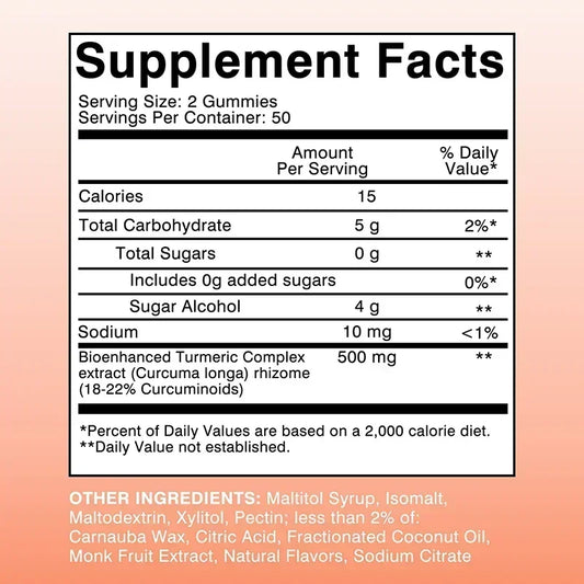Turmeric Gummies - Supports Joint, Digestive, and Cardiovascular Health - Gluten Free, Non GMO