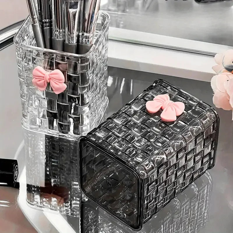 Clear Acrylic Makeup Brushes Storage Box Desk Cosmetic Organizer Lipstick Storage Nail Polish Display Stand Rack Jewelry Case