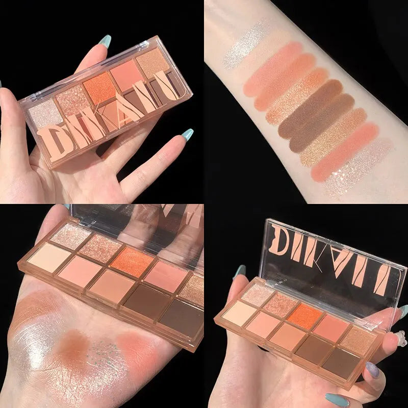 DIKALU Ten Color Makeup Comprehensive Plate Eyeshadow Plate Blush Contouring Highlights Earth Color Matte New Ins