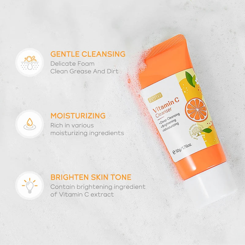Vitamin C Facial Cleanser Face Wash Foam Face Wash Foam Face Cleanser Moisturizing Whitening Anti-aging Skin Care