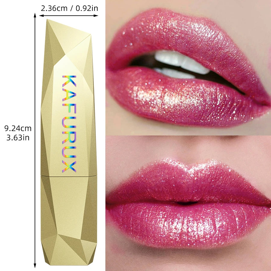 1PC Bold & Intense Glitter Shiny Metallic Lipstick Pearlescent Lip Tint,Long Lasting Lip Senior Matte Lip Makeup Gifts for Women