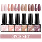 Mtssii 6PCS/Set Sparkly Nude Pink Gel Nail Polish Glitter Semi Permanent Nail Art LED UV Soak Off Gel Varnish Nail Supplies