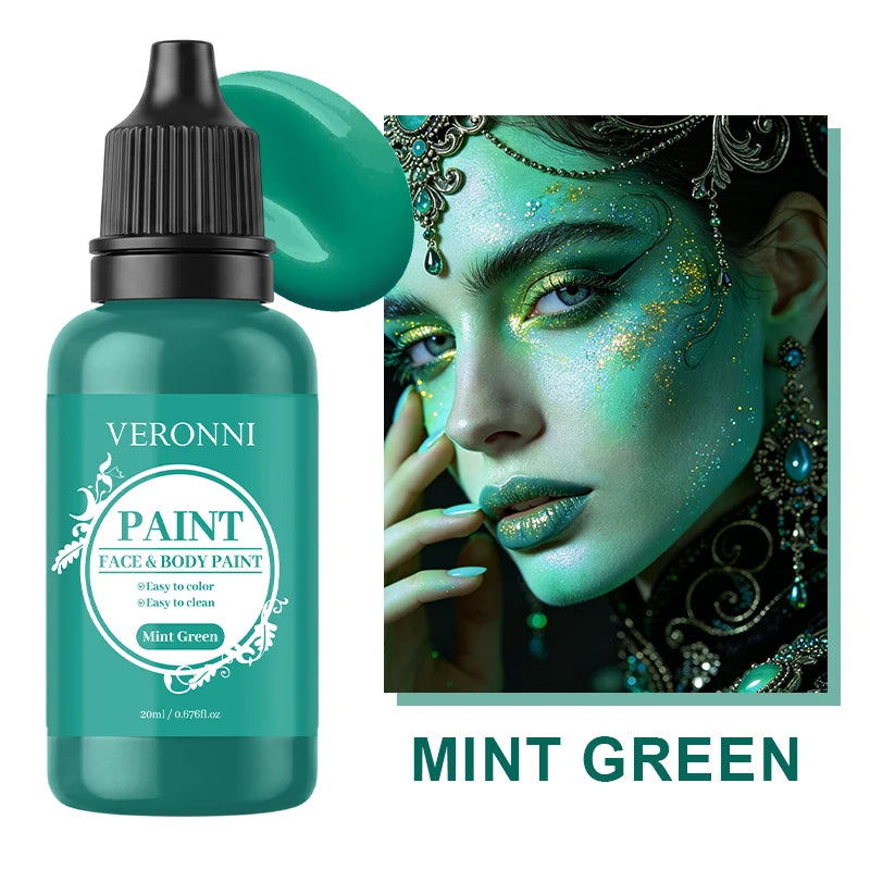 20ml Water Based Face Body Paint Single Bottle Safe Non-toxic For Halloween Party Cosplay Makeup Easy To Wash Off For Kids Adult