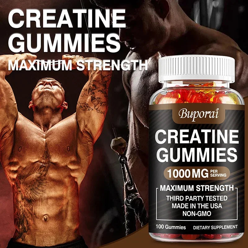 Creatine Monohydrate Gummies - Enhance Energy, Promote Muscle Growth, Improve Endurance, and Athletic Performance - 60pcs
