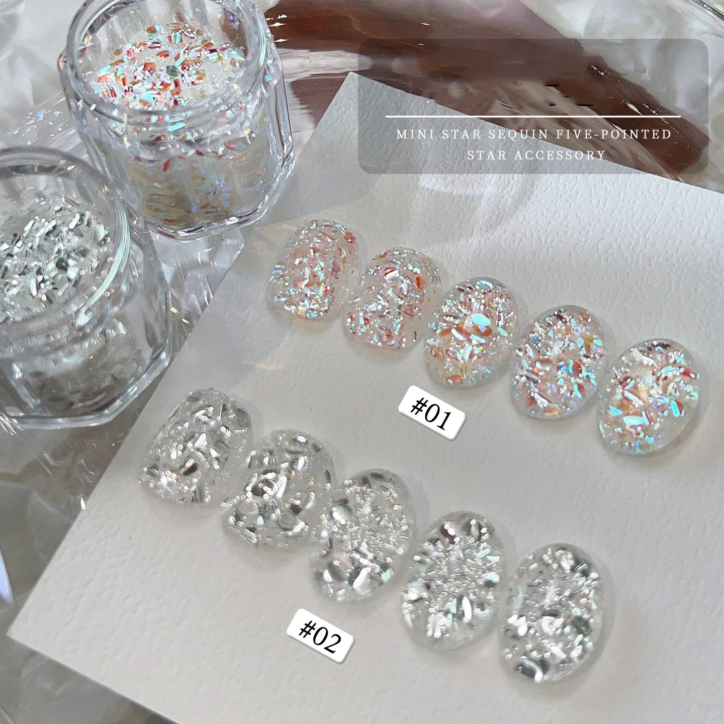 1/2Boxes 3D Sparkling Silver Nail Art Fairy Flakes Iridescent Laser Ultra-thin Dazzling Nail Glitter Sequins  Manicure Decoratio