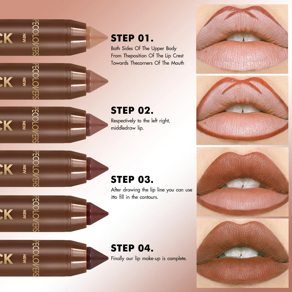 Fine Tip Lip Liner Pen – Soft Mist Matte Lip Crayon, Brown & Red Lipstick Pencil, Lip Contouring, Outline Tint Cosmetic