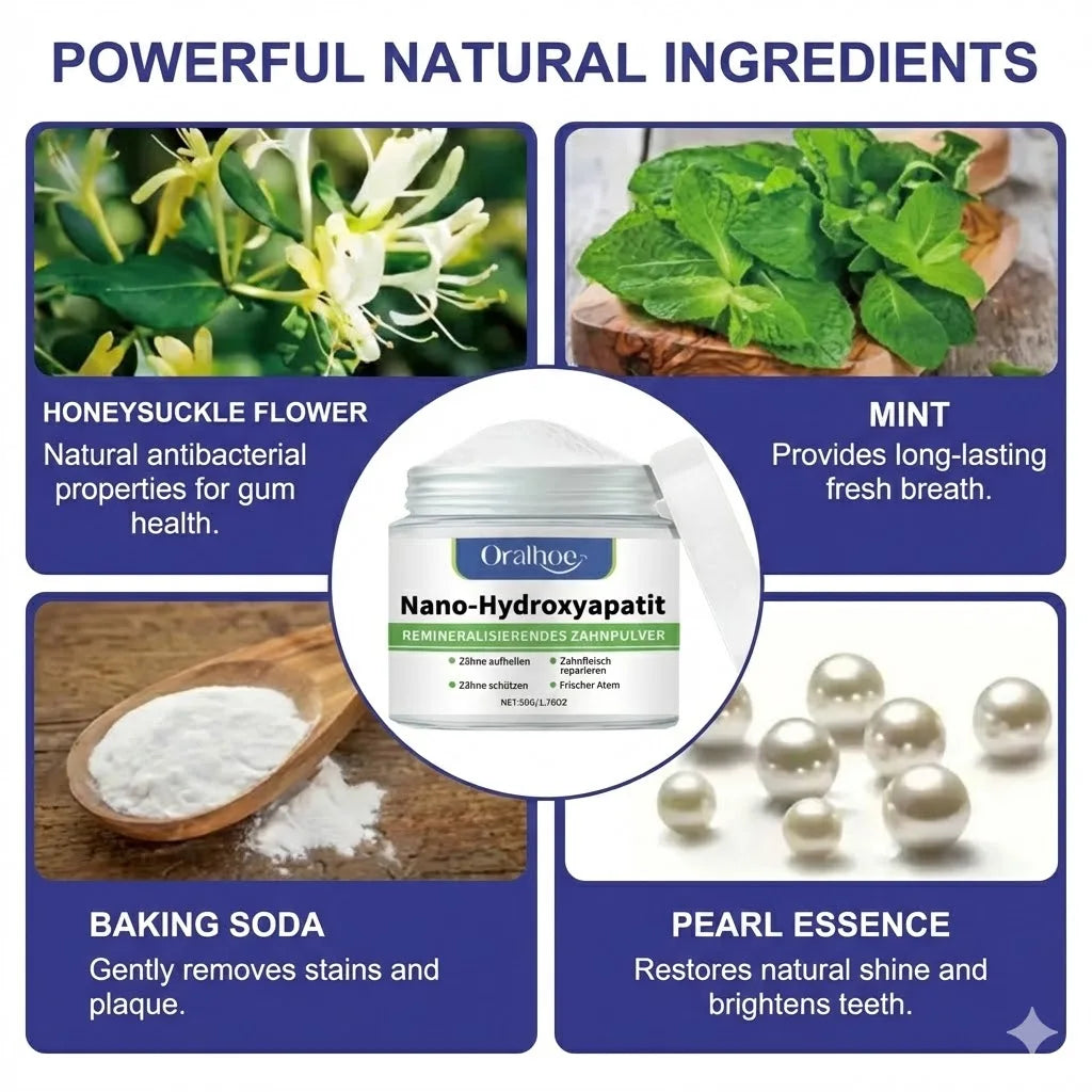 With Hydroxyapatite10%-Infused Winter Whitening Tooth Powder: Enamel Repair, Deep Cleaning & Long-Lasting Fresh Breath