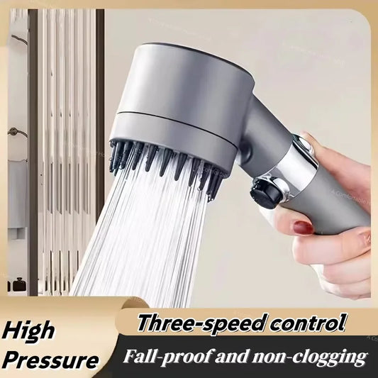 High Pressurized Filter Shower Head 3-mode Adjustable Spray with Massage Brush Rain Shower Set Changeable Filter 2025 New