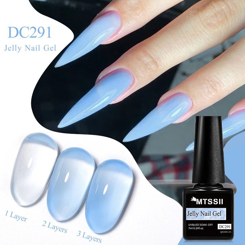 7ML Jelly Gel Nail Polish Black Crystal Translucent Dull Color Nail Art Gel Semi Permanent Varnish Soak Off UV LED Gel Polish