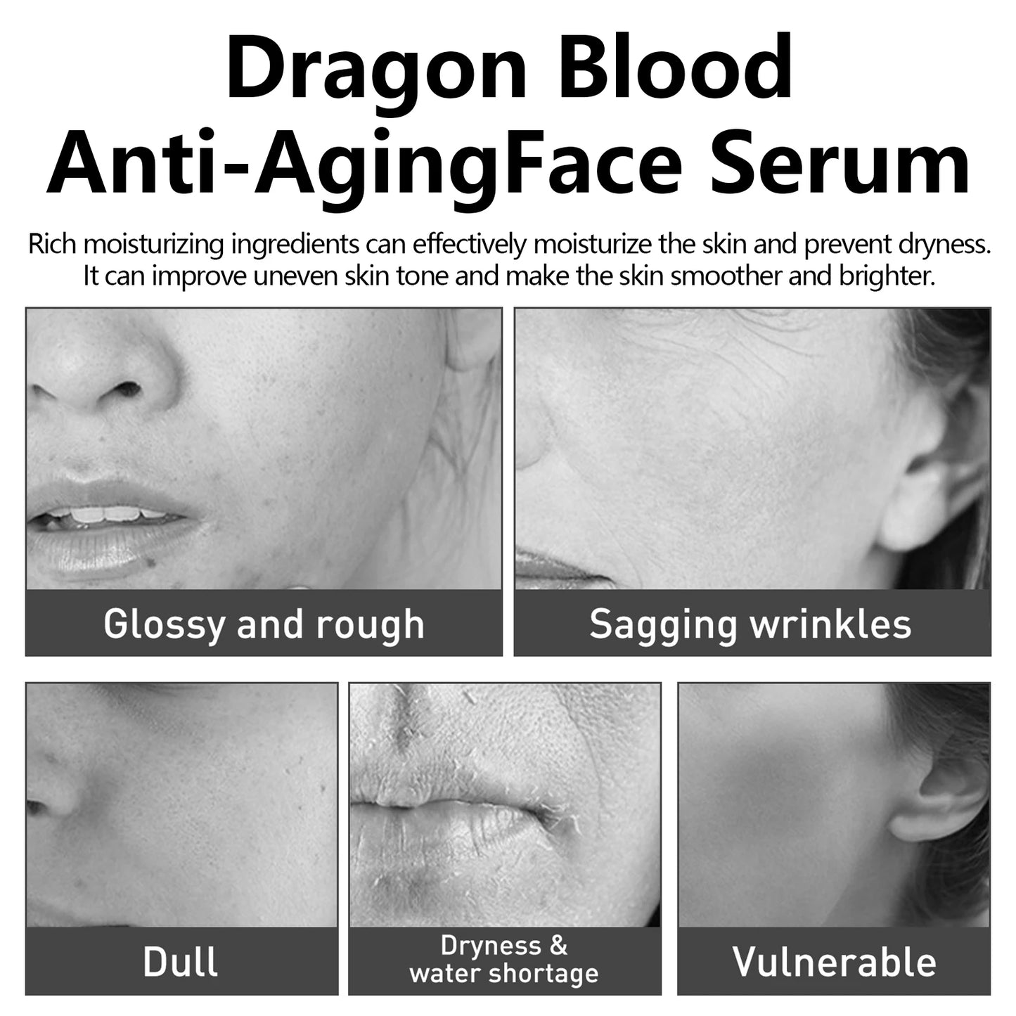 Dragon Blood Facial Serum Fade Fine Lines Lifting Firming Smooth Nourishing Brighten Face Skin Rejuvenation Essence Moisturizing