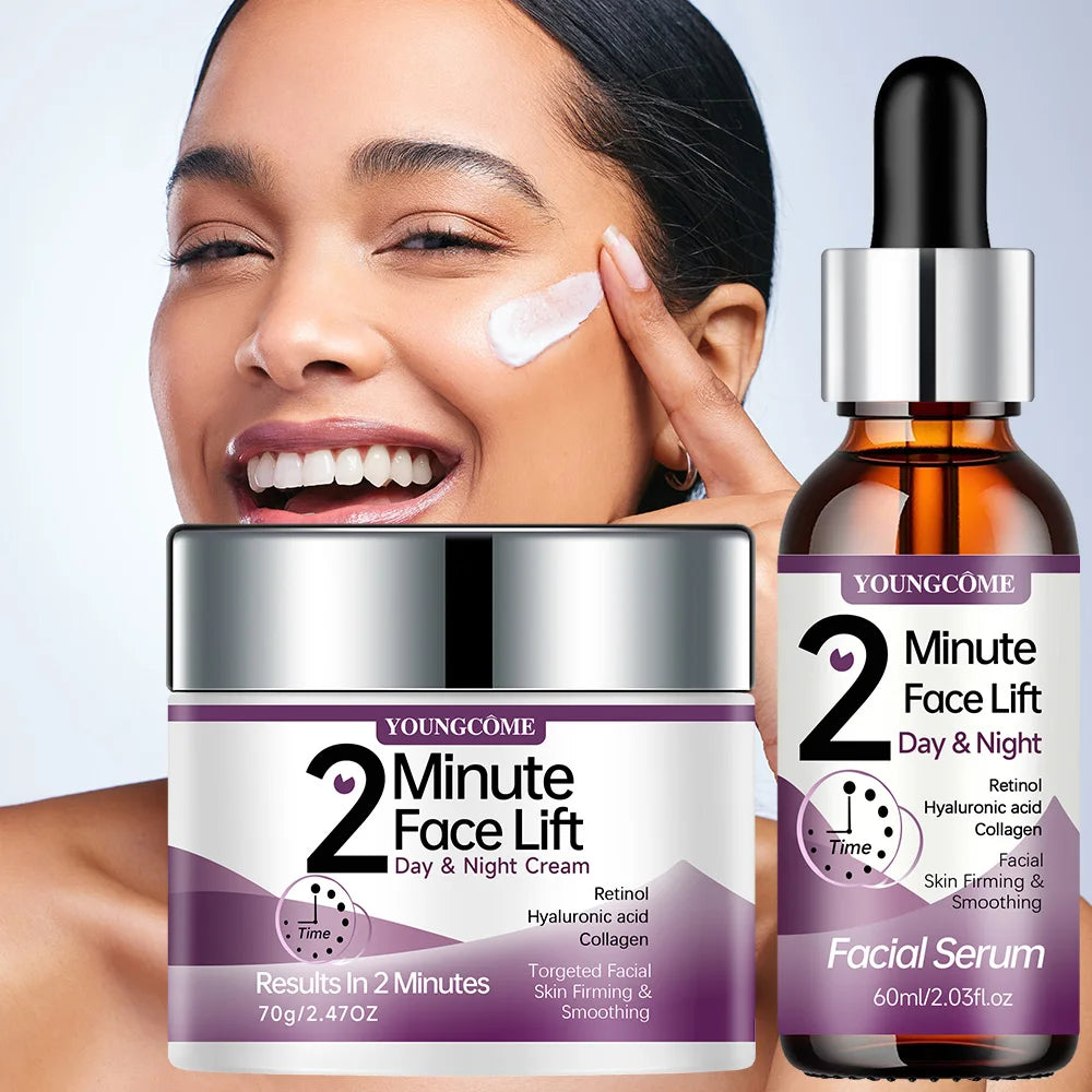 YOUNGCOME 2 Minute Face  Lift Day&Night Cream with Retinol and Serum, Hyaluronic Acid, Collagen,  Anti-Aging Firming Moisturizer