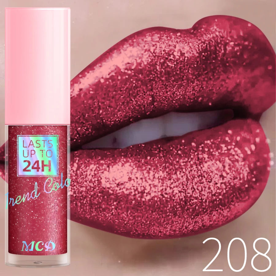 18 Colors Diamonds Glitter Lip Gloss Long Lasting Waterproof Liquid Lipstick Pearl Shining Lip Color Sparking Lip Makeup Women