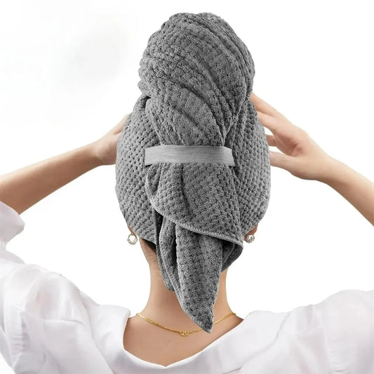 60x100cm Super Absorbent Elastic Band Head Towel for Women's Hair Drying - Extra Large Microfiber Hair Towel Wrap with Headband