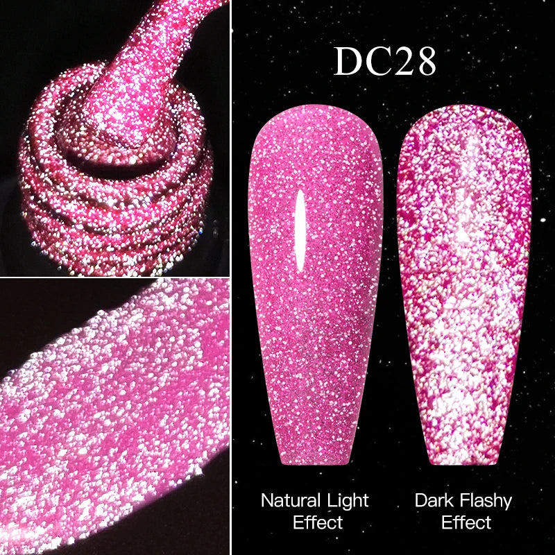 Mtssii 7ml Reflective Glitter Thermal Gel Nail Polish Color Changing Gel Semi-permanent Nail Art Varnishes Soak Off UV LED Gel