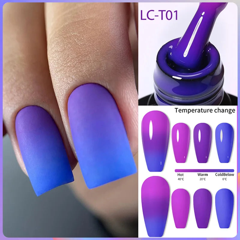 LILYCUTE 7ML Auroras Thermal Gel Nail Polish Nude Dark Purple Glitter Gradient Temperature Color Changing Nail Art Gel Varnishes